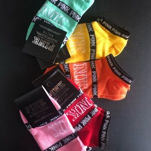 NWT 5 Pairs VS PINK Ankle Logo Socks
